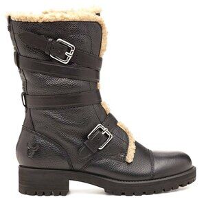 RUDSAK Moto Shearling Pebbled Leather Buckle Boots Size 7